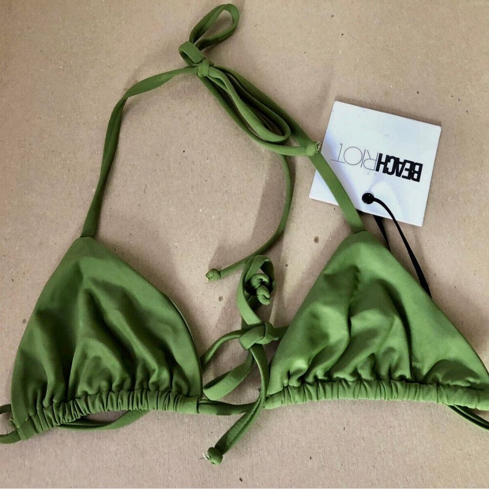 Beach Riot Simply Triangle Green Bikini Top